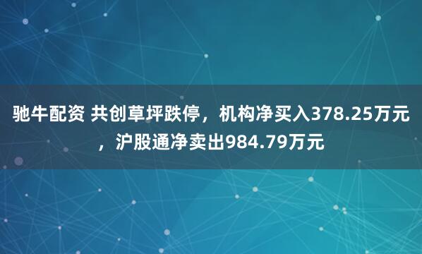 驰牛配资 共创草坪跌停，机构净买入378.25万元，沪股通净卖出984.79万元